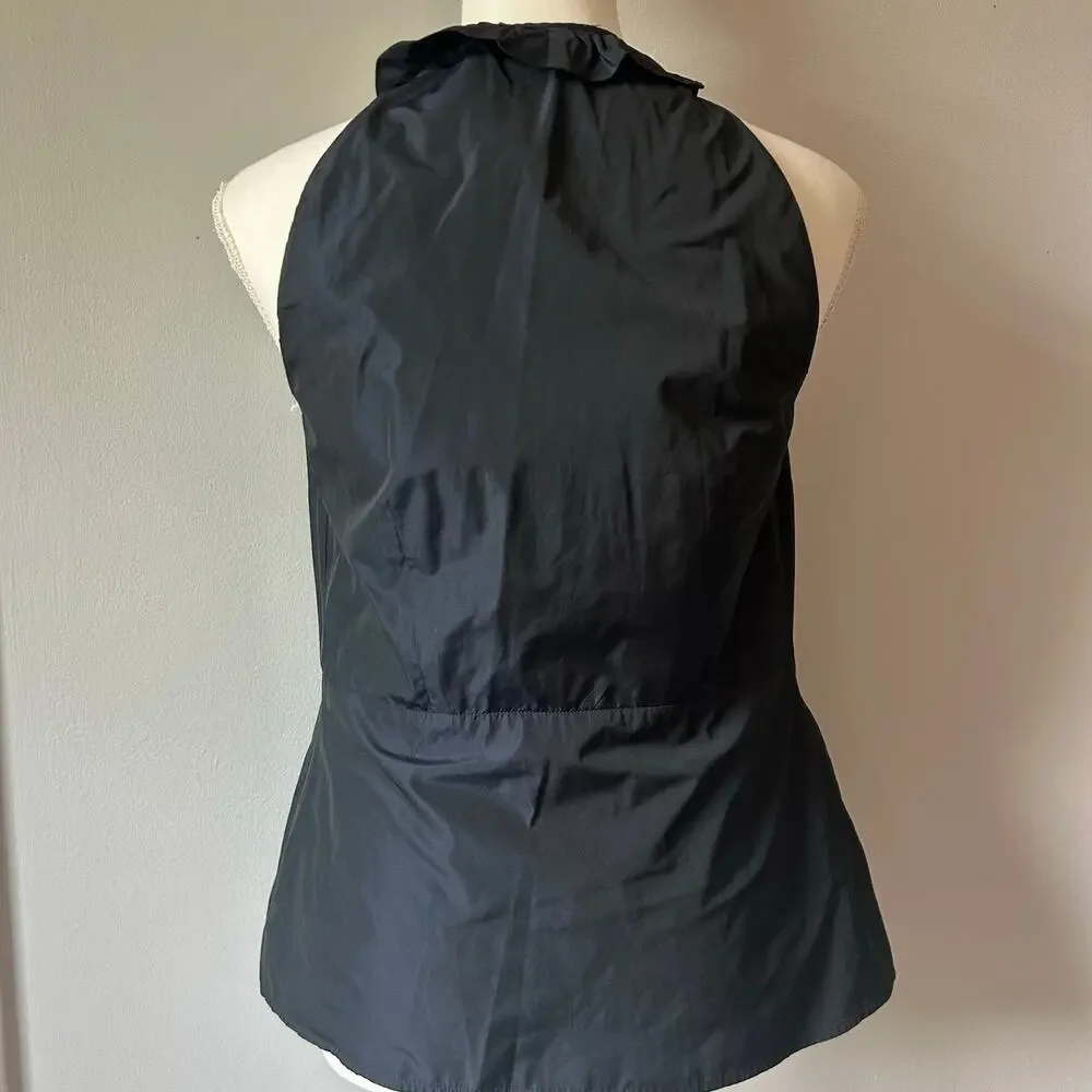 Vince Black and Blue Metallic Peplum Office Career Wear Blouse Size 8 - Picture 3 of 8